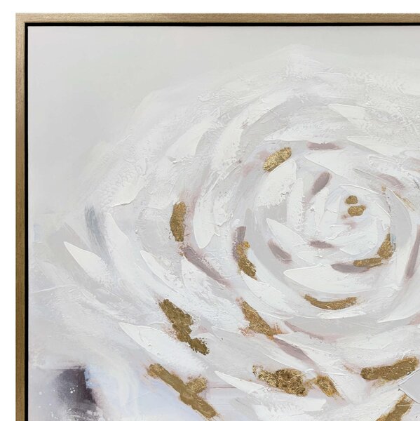 Quadro da parete, con cornice rosa bianca e oro 100x100x1,6 cm orizzontale pannello in legno colore legno disegnato su tela a rilievo