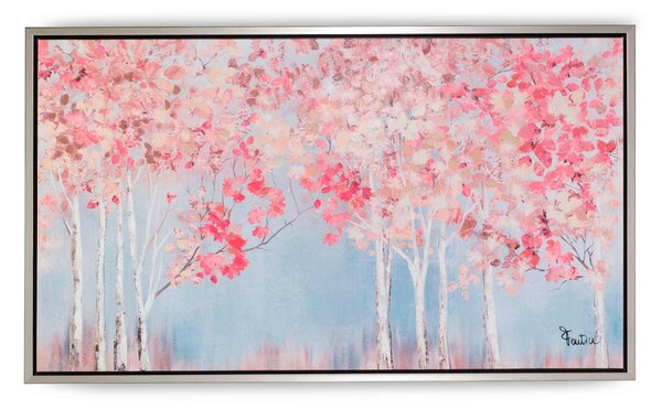 Quadro da parete, quadro con cornice BETULLE ORIZZONTALI 120x70x1,6 cm orizzontale pannello in legno colore ARGENTO disegnato su tela a rilievo
