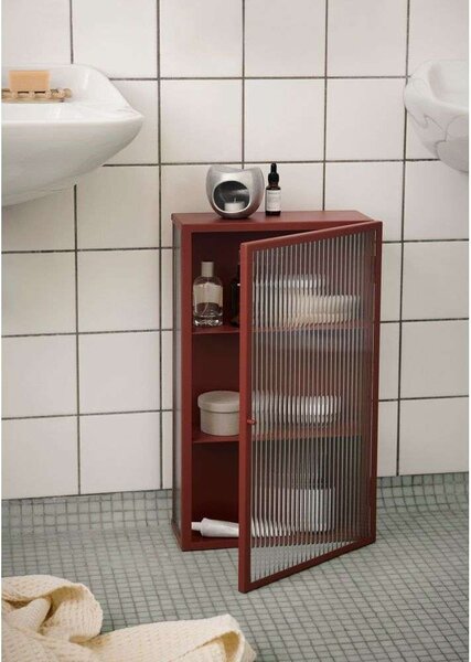 Ferm Living - Haze Wall Cabinet Reeded Glass Oxide Red ferm LIVING