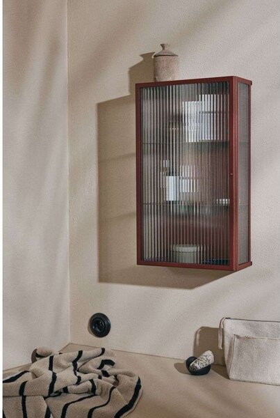 Ferm Living - Haze Wall Cabinet Reeded Glass Oxide Red ferm LIVING