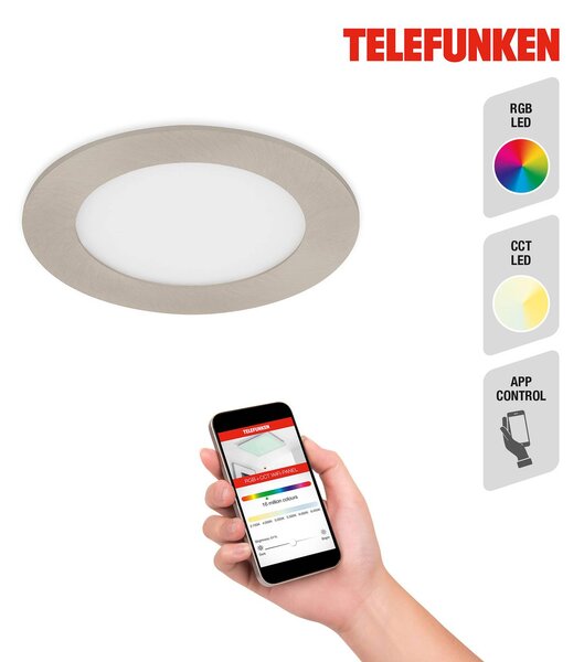 Telefunken Virgo luci da incasso a LED, RGBW, nichel, Ø 12 cm