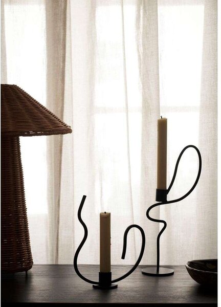 Ferm Living - Valse Candle Holder Low Black ferm LIVING