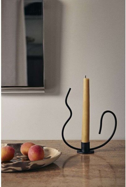 Ferm Living - Valse Candle Holder Low Black ferm LIVING