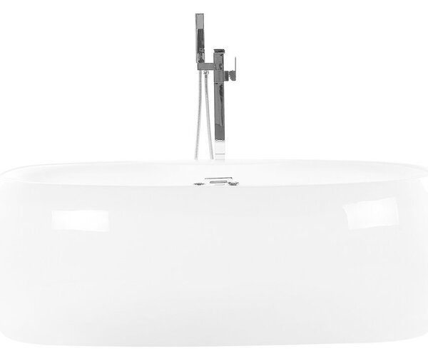 Vasca freestanding con idromassaggio Bianco Sanitario Acrilico Ovale Singola 180 x 100 cm con LED Beliani