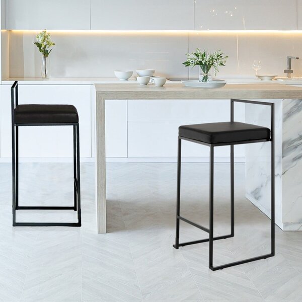Sgabello da bar nero in similpelle (altezza della seduta 65 cm) Dodo – Tomasucci
