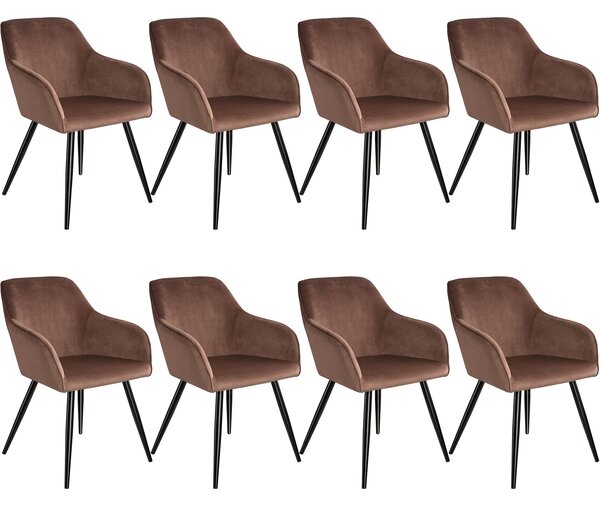 Tectake 404045 8x sedia marilyn effetto velluto nero - marrone/nero