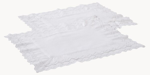 Set di 2 tovagliette americane in cotone ricamate Juno