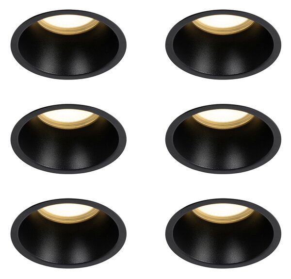 Set di 6 faretti da incasso neri GU10 70 mm IP44 - Dept
