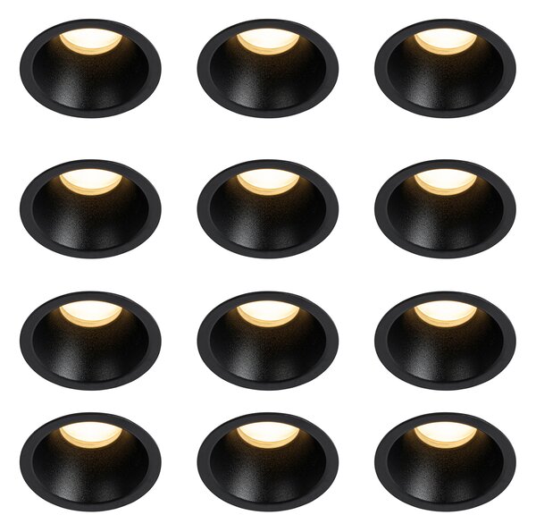 Set di 12 faretti da incasso moderni neri GU10 35 mm IP44 - Dept