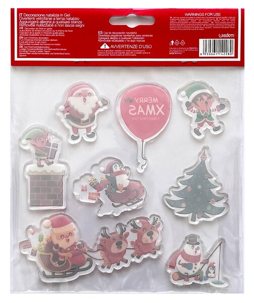 Stickers Gel adesivo di Natale per finestre con personaggi natalizi Wisdom