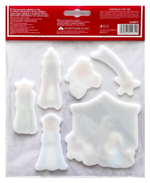Stickers Gel adesivo di Natale per finestre con personaggi del presepe Wisdom