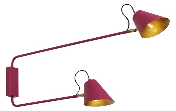 Lampada da Parete Moderna Viola con Interno Dorato Orientabile 2 Luci - Lune