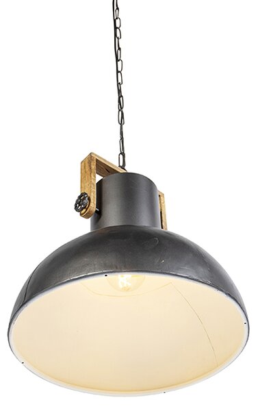 Lampada a sospensione industriale grigio scuro con legno di mango - Mangoes