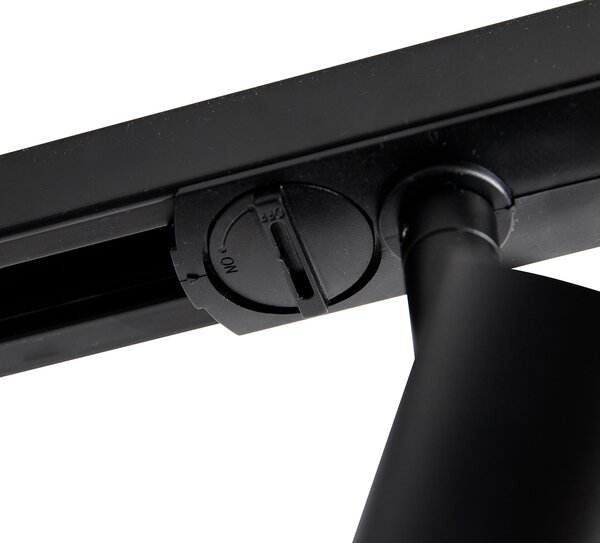 Sistema di illuminazione su binario moderno con 3 faretti neri monofase 100 cm - Iconic Jeany
