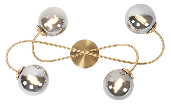 Plafoniera moderna oro 4 luci vetro fumé - ATHENAS