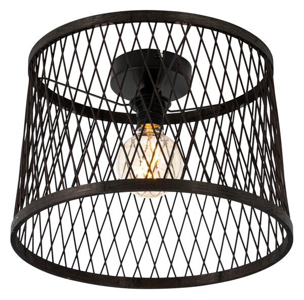 Lampada da soffitto rustica in rattan nero 40 cm IP44 - Calamus