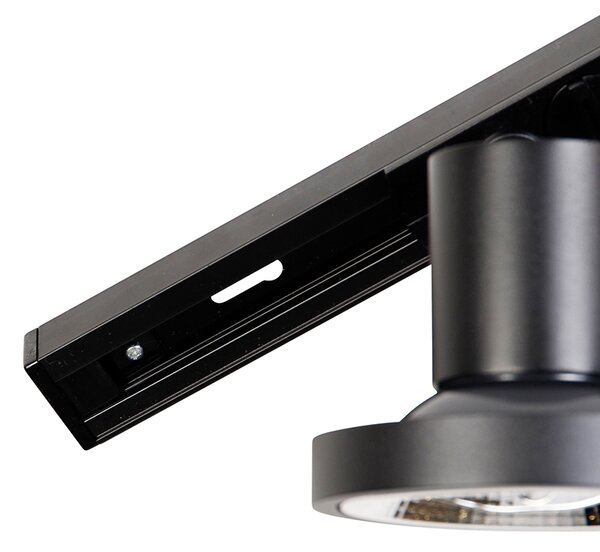 Sistema di illuminazione su binario moderno con 3 faretti neri monofase 100 cm - Iconic Jeany