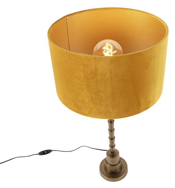 Lampada da tavolo Art Déco con paralume in velluto giallo 35 cm - Pisos