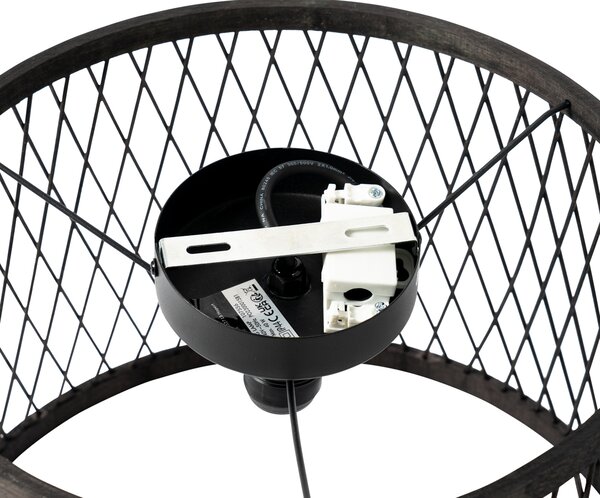 Lampada da soffitto rustica in rattan nero 40 cm IP44 - Calamus