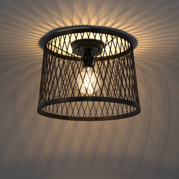 Lampada da soffitto rustica in rattan nero 40 cm IP44 - Calamus