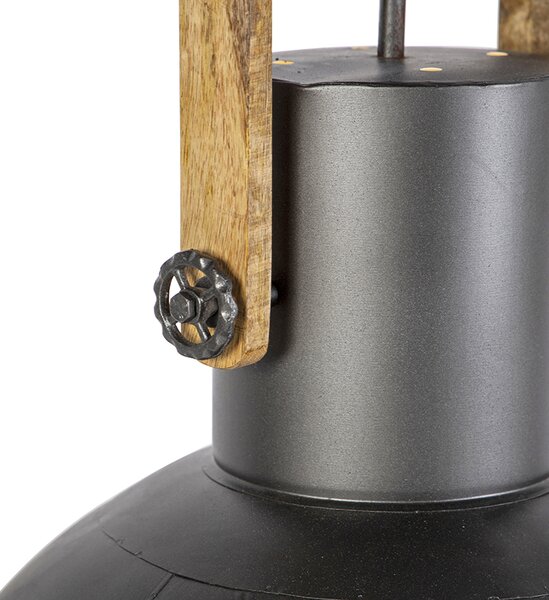 Lampada a sospensione industriale grigio scuro con legno di mango - Mangoes