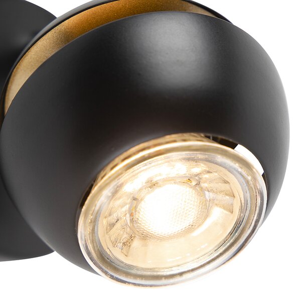 Faretto moderno 1 luce nero con interno oro - Buell Deluxe