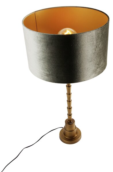 Lampada da tavolo bronzo con paralume in velluto verde 35cm - Pisos