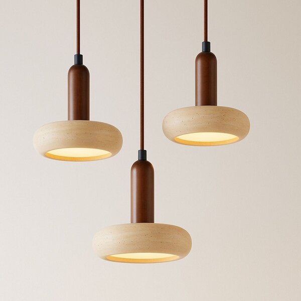 Lampadario LED marrone/beige con paralume in pietra ø 15 cm Karo – Opviq lights