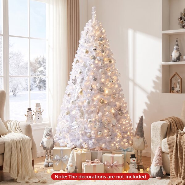 Costway Albero di natale innevato con 230 luci LED, Albero di natale artificiale con 770 rami 8 modalità di illuminazione e base pieghevole
