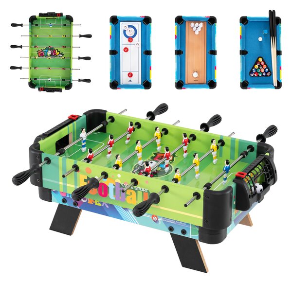 Costway Tavolo multigioco 4 in 1 per bambini 3+ anni, Tavolo da gioco multifunzione con calcio balilla curling biliardo e bowling con accessori