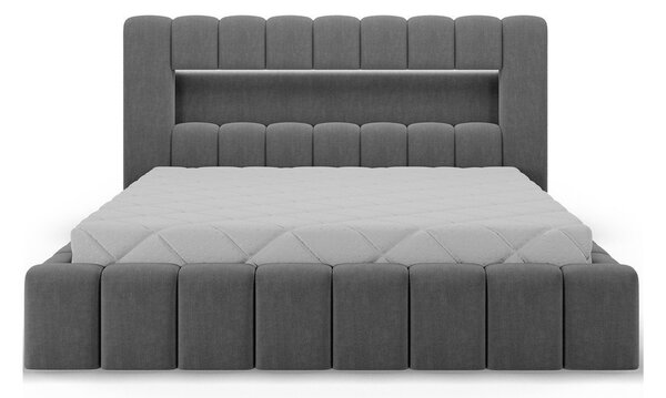 Letto matrimoniale imbottito grigio con contenitore con rete inclusa 180x200 cm Lamica – ELTAP