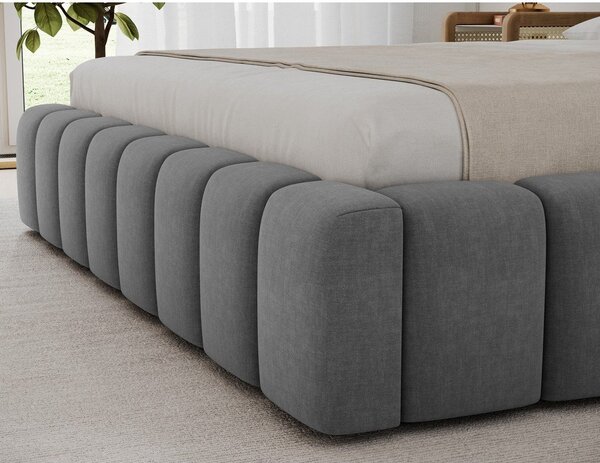Letto matrimoniale imbottito grigio con contenitore con rete inclusa 180x200 cm Lamica – ELTAP