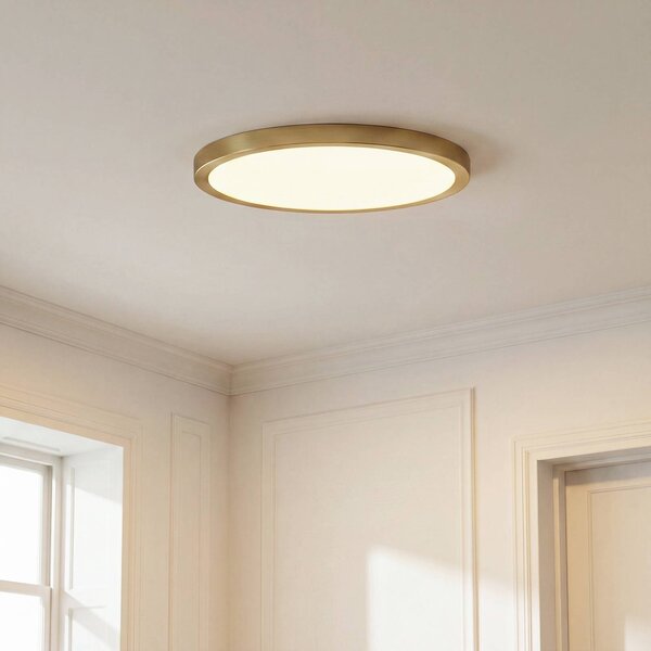 Plafoniera soffitto Sorela Lindby, dimmerabile, Ottone / Oro, Soggiorno / Sala da pranzo, Metallo, Moderno, Plafoniera