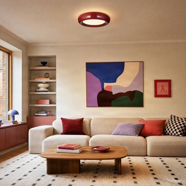 Plafoniera soffitto Lennox Lindby, dimmerabile, Rosso, Soggiorno / Sala da pranzo, Metallo, Moderno, Plafoniera
