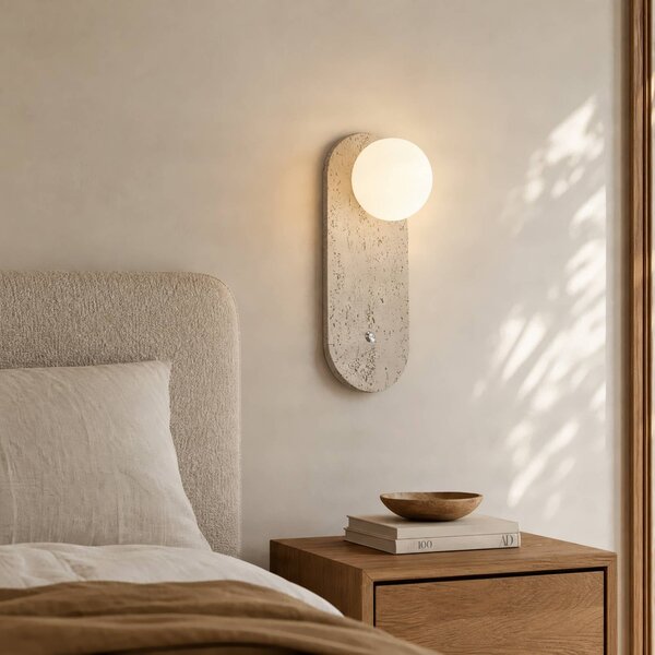 Applique da parete Lumille Lindby, Bianco / Opale, Soggiorno / Sala da pranzo, calcestruzzo / cemento, Moderno, Applique