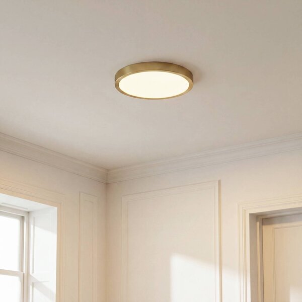 Plafoniera soffitto Sorela Lindby, dimmerabile, Ottone / Oro, Soggiorno / Sala da pranzo, Metallo, Moderno, Plafoniera
