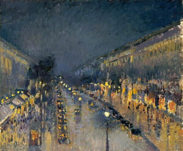 Riproduzione The Boulevard Montmartre at Night 1897, Pissarro, Camille