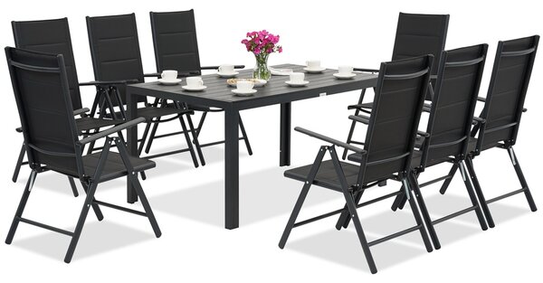 Mobili da giardino in alluminio Polywood Verona per 8 persone Garden Point nero