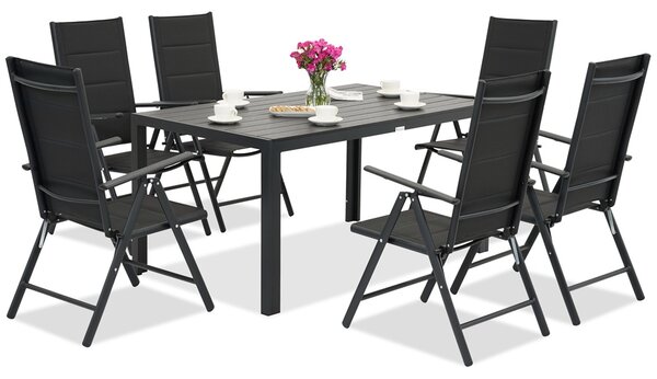 Mobili da giardino in alluminio Polywood Verona per 6 persone Garden Point nero