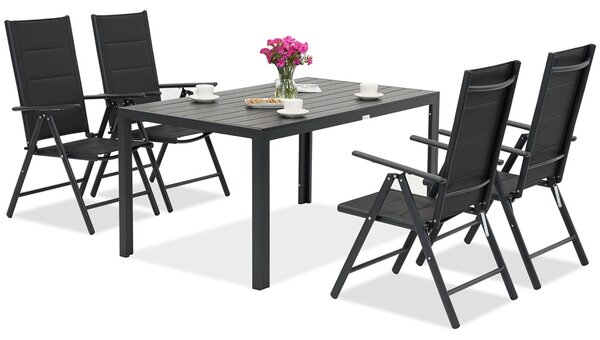 Mobili da giardino in alluminio Polywood Verona per 4 persone Garden Point nero