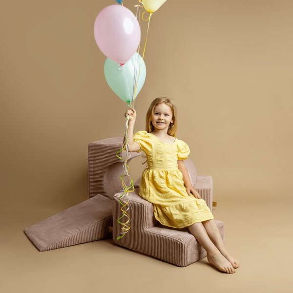 Gioco per psicomotricità beige in velluto 3 pz altezza totale 30 cm 45x143 cm Montessori – Meowbaby
