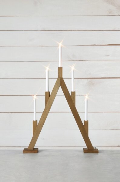 Markslöjd 706161 - Candelabro natalizio BJURFORS 5xE10/3W/230V marrone