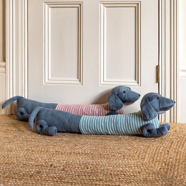 Paraspifferi per porta verde/grigio 17x76 cm Sausage Dog – Rex London