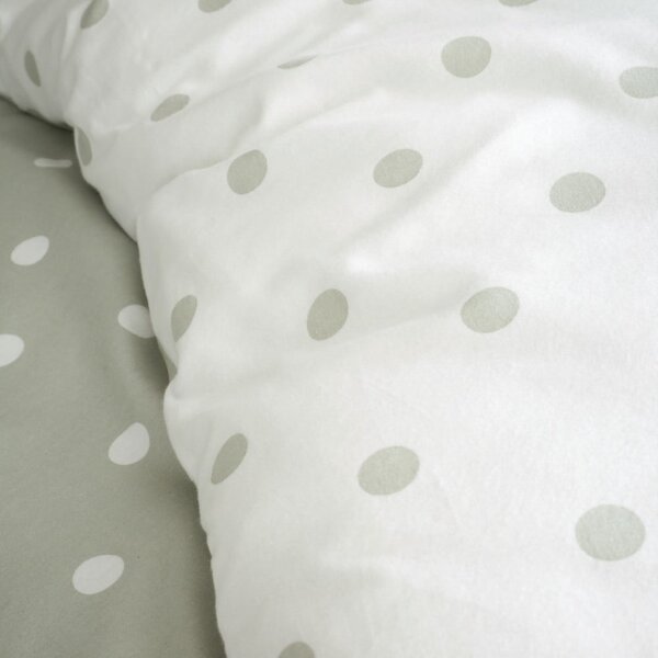 Set copripiumino e federa bianco e verde in flanella per letto matrimoniale 200x200 cm Polka Dot – Catherine Lansfield