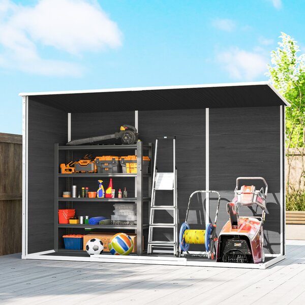 Outsunny Capanno attrezzi 3,2m², Capanno con tetto a falda, 303x123x197cm con finestra Chiudibile a chiave Porta Apertura di ventilazione Pavimento | Aosom Italy