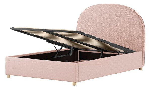 Letto matrimoniale imbottito rosa con contenitore con rete inclusa 140x200 cm Moon – Vipack