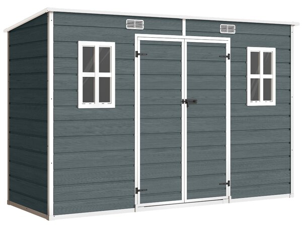 Outsunny Capanno attrezzi 3,2m², Capanno con tetto a falda, 303x123x197cm con finestra Chiudibile a chiave Porta Apertura di ventilazione Pavimento | Aosom Italy