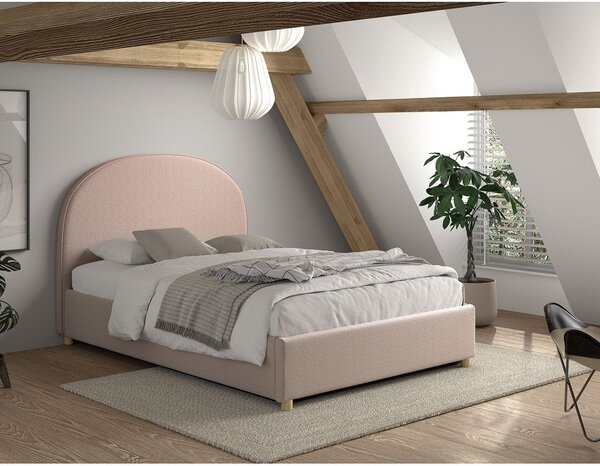 Letto matrimoniale imbottito rosa con contenitore con rete inclusa 140x200 cm Moon – Vipack