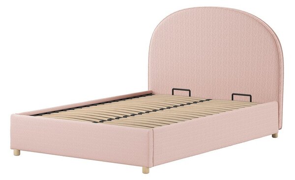 Letto matrimoniale imbottito rosa con contenitore con rete inclusa 140x200 cm Moon – Vipack