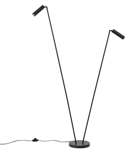 Lampada da terra moderna nera 2 luci GU10 35mm - Thomas
